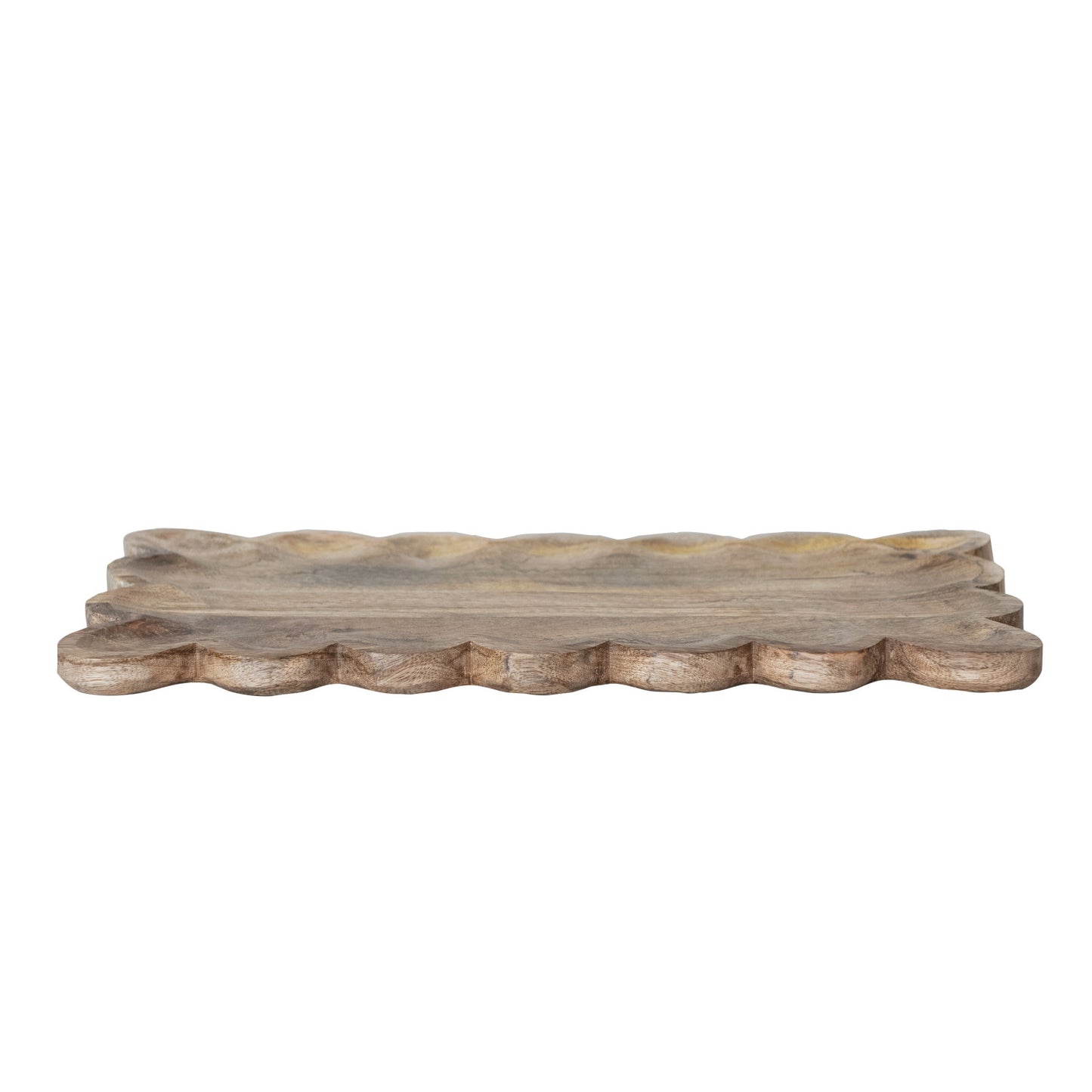 Mango Wood Tray w/ Scalloped Edge | Natural