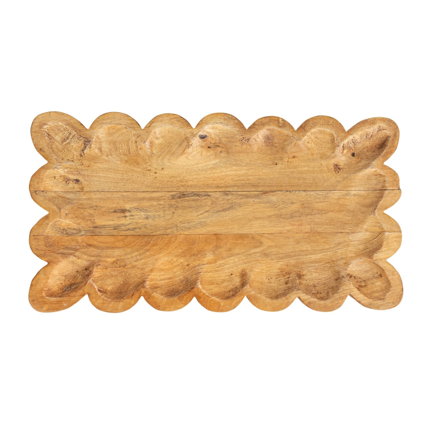 Mango Wood Tray w/ Scalloped Edge | Natural