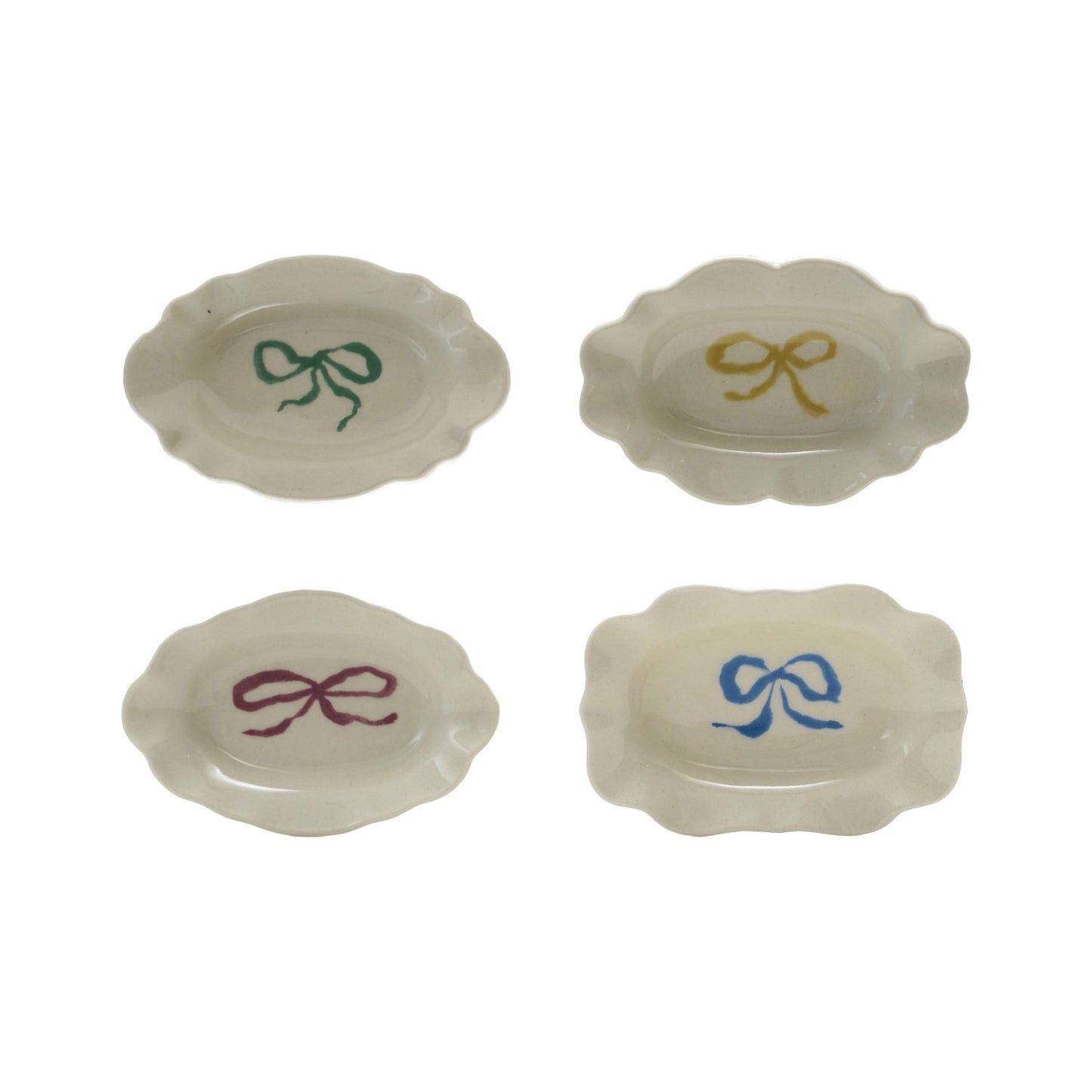 Stoneware Scalloped Dish w/ Bow