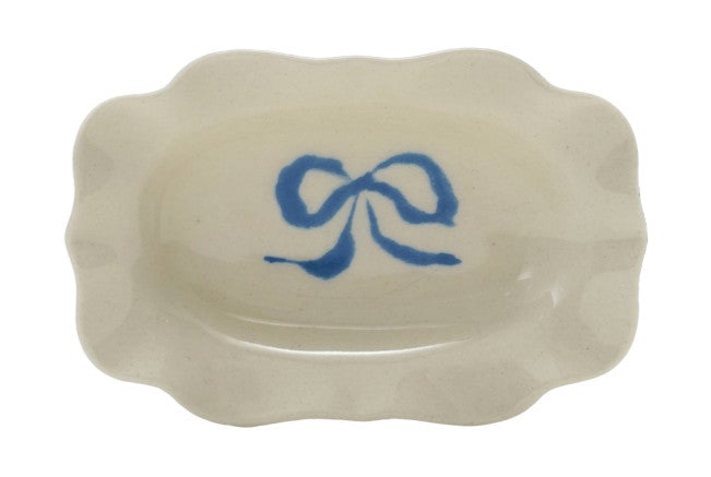 Stoneware Scalloped Dish w/ Bow