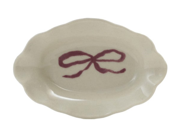 Stoneware Scalloped Dish w/ Bow