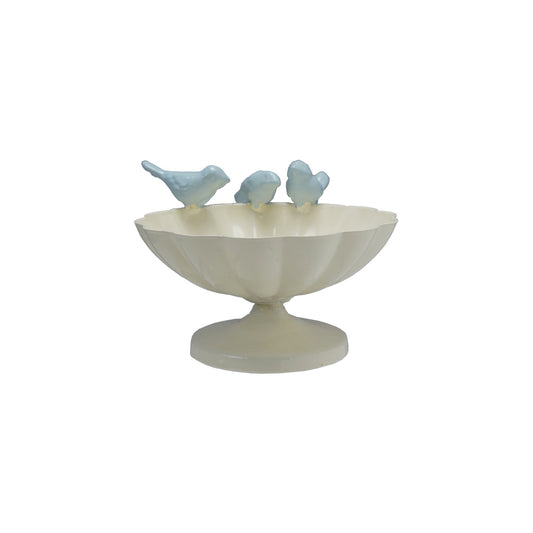 Cream Scalloped Bowl w/ Blue Birds