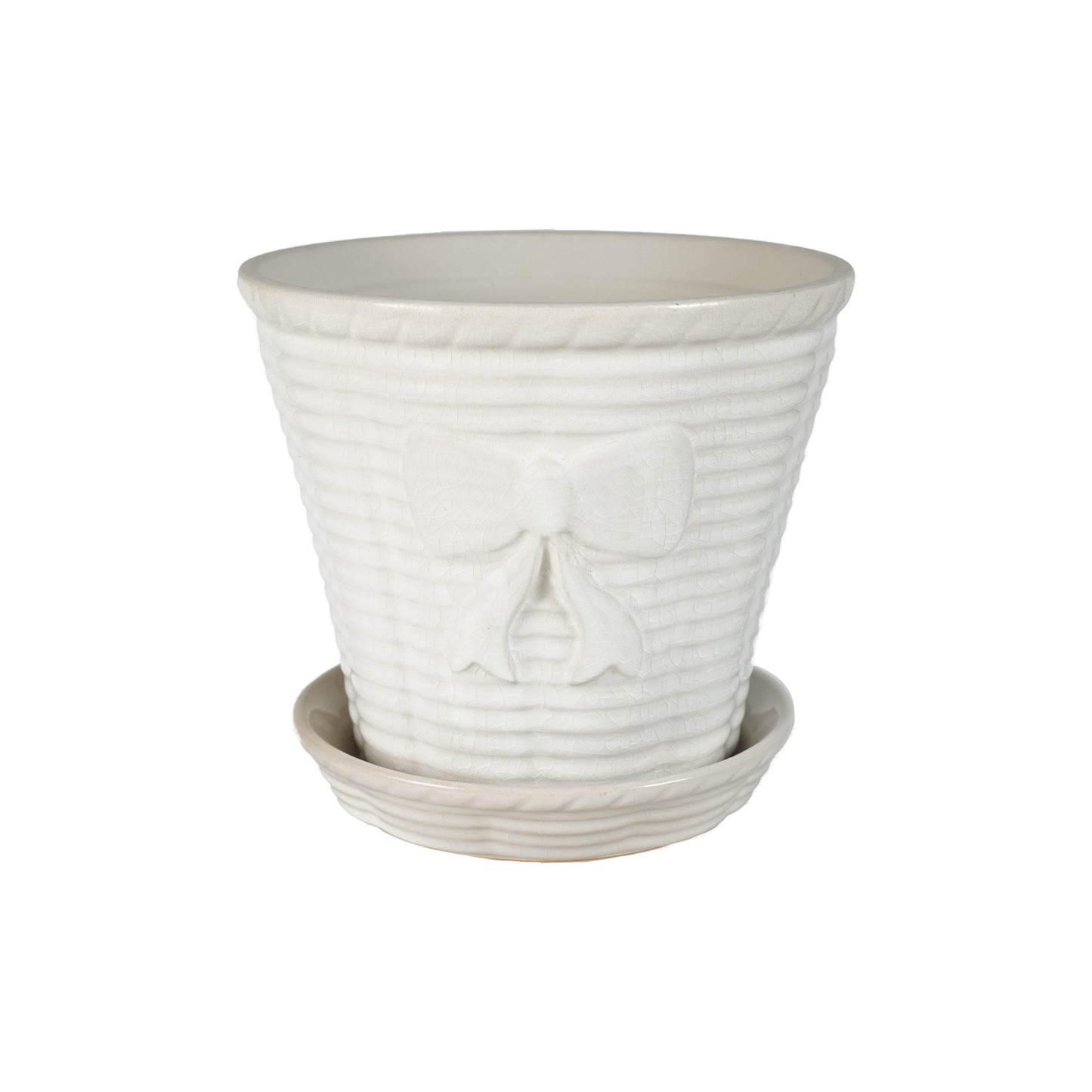 Ribbed Bow Planter & Saucer Set