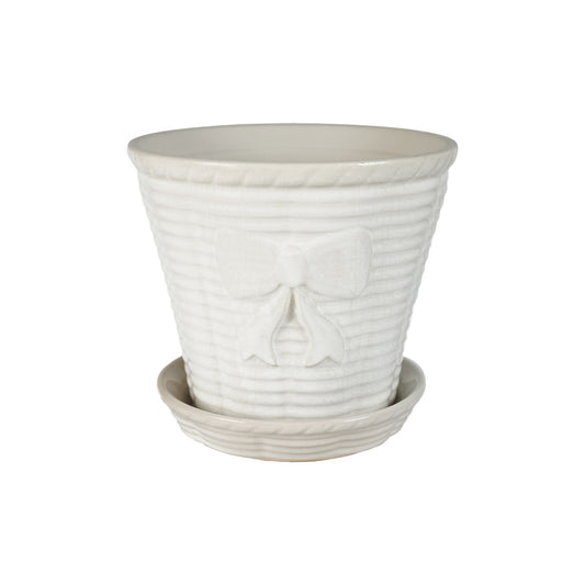 Ribbed Bow Planter & Saucer Set