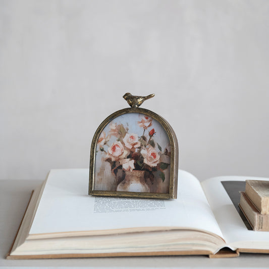 Arched Bird Finial Frame | Antique Gold