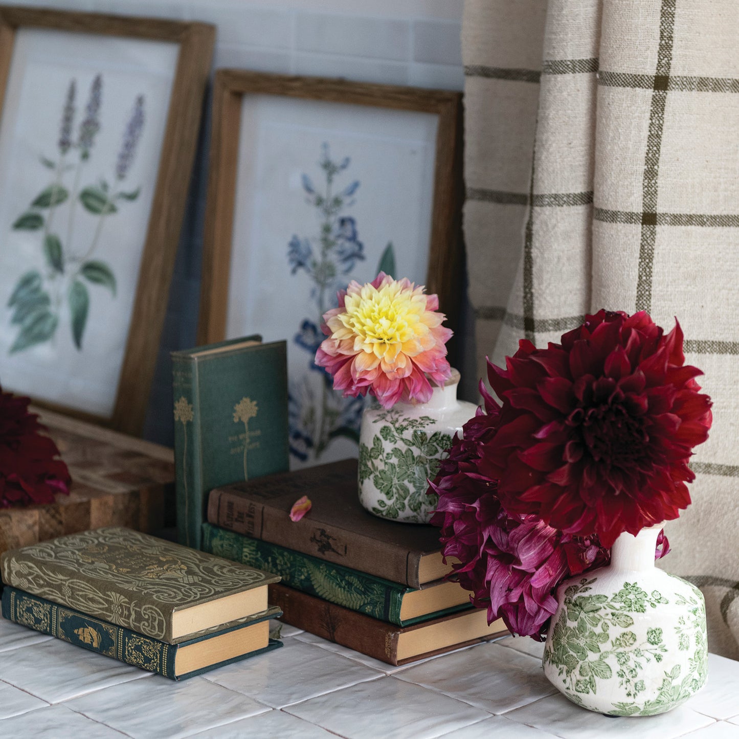 Green & Ivory Botanical Vase