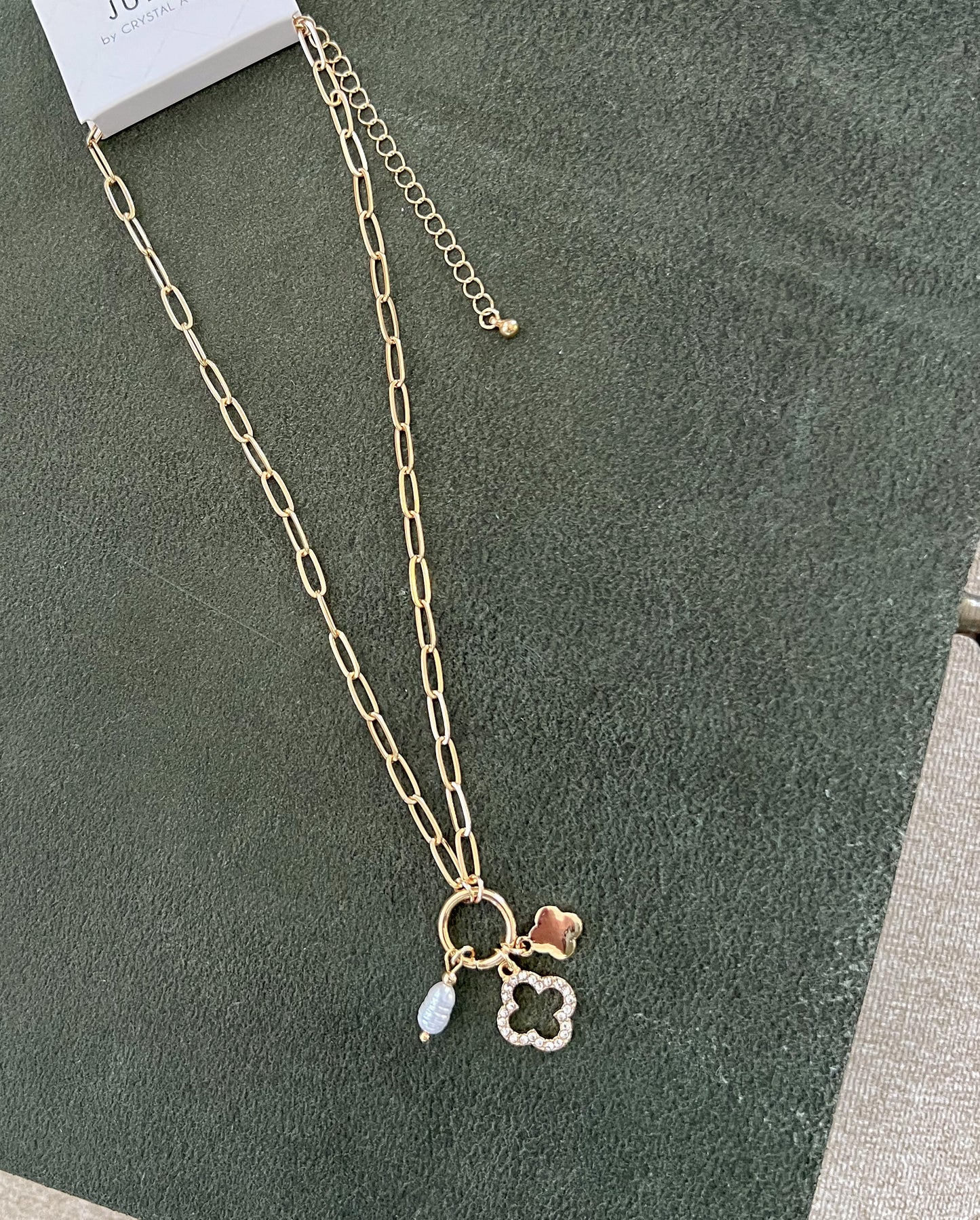 Open Clover Charm Choker/Necklace Combo