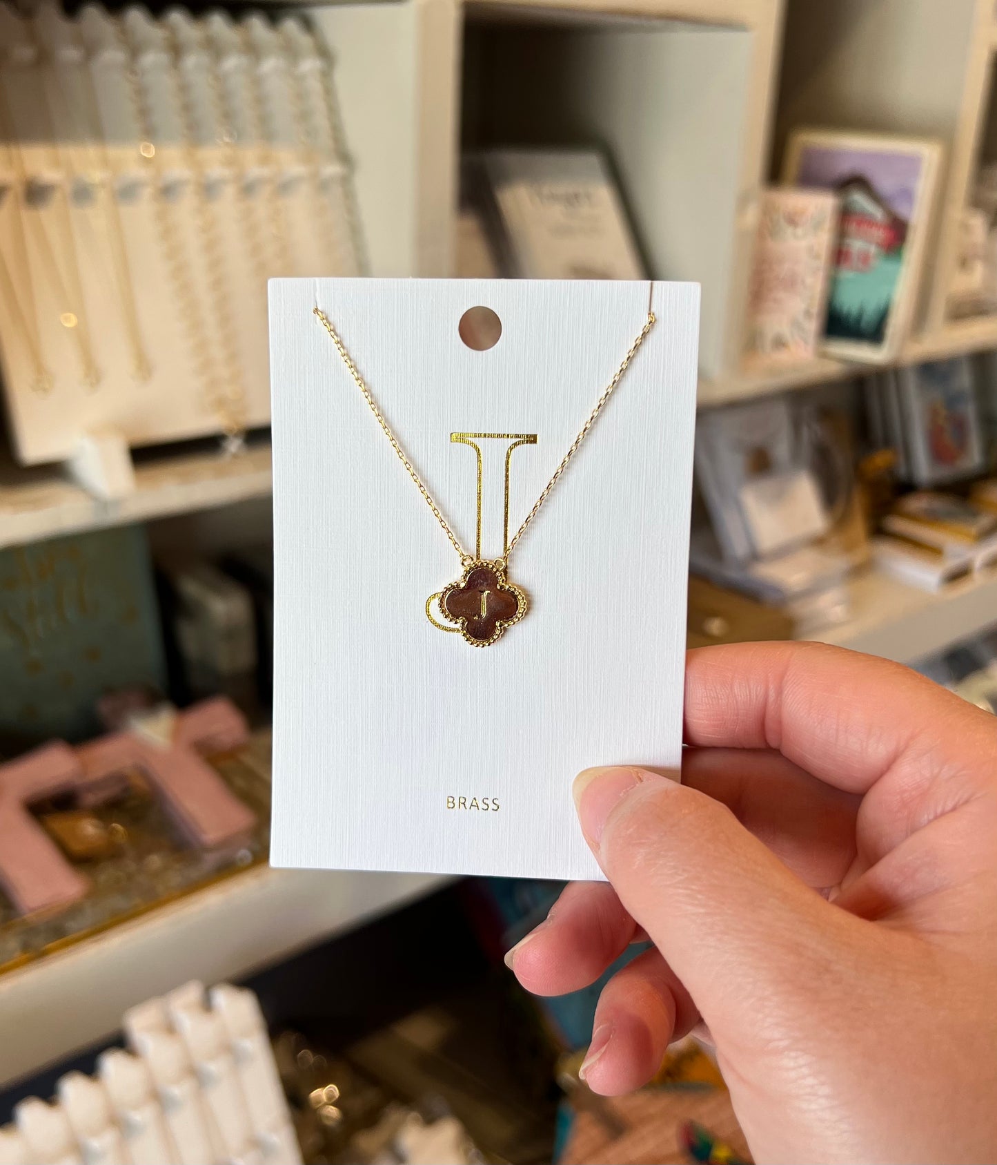 Initial Clover Pendant Necklace | Gold