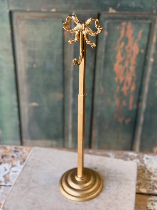 Golden Bow Wreath Holder | 17" Adjustable