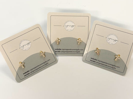 Pave CZ Cross Studs