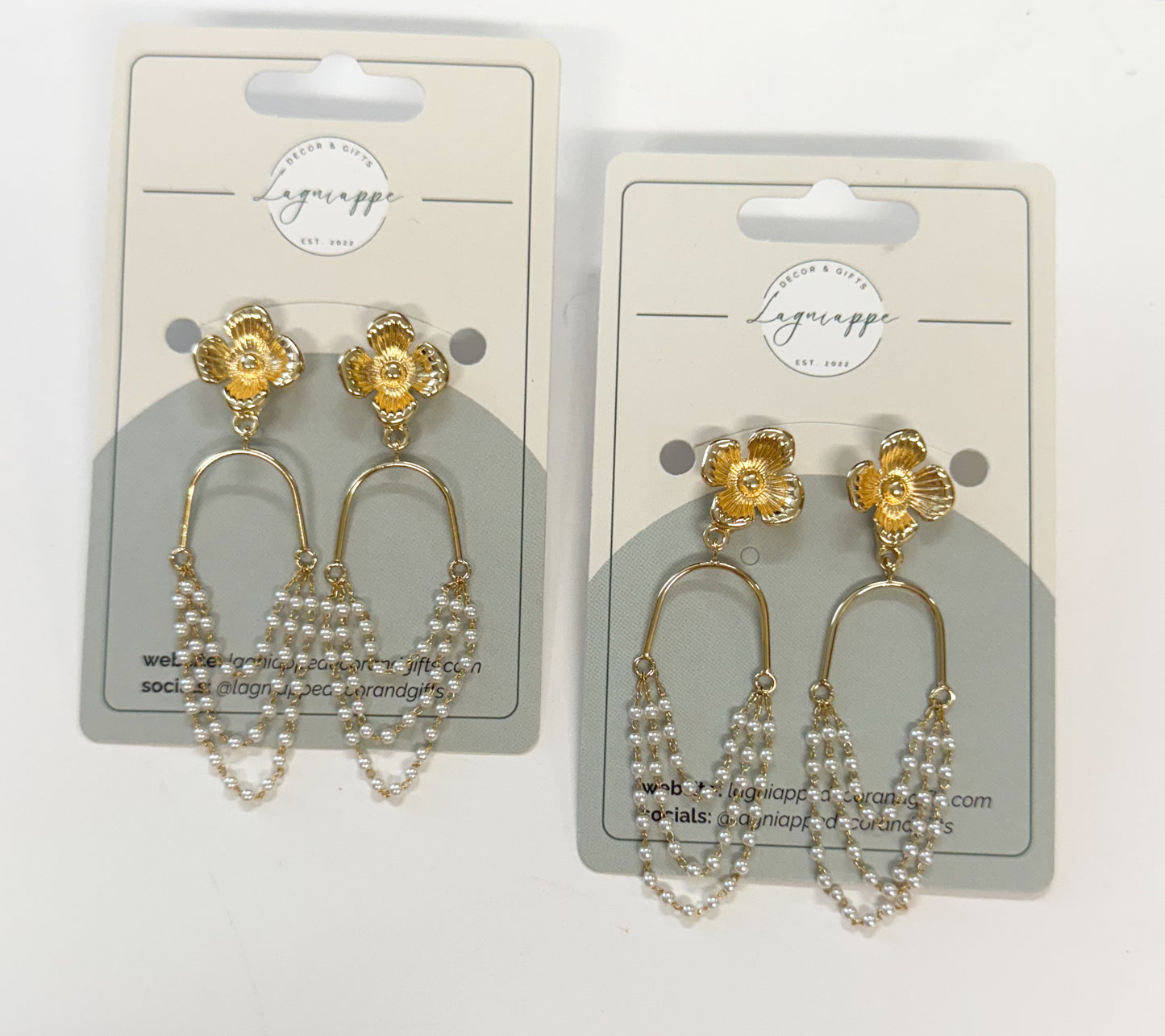 Flower/Pearl Hoop Earrings