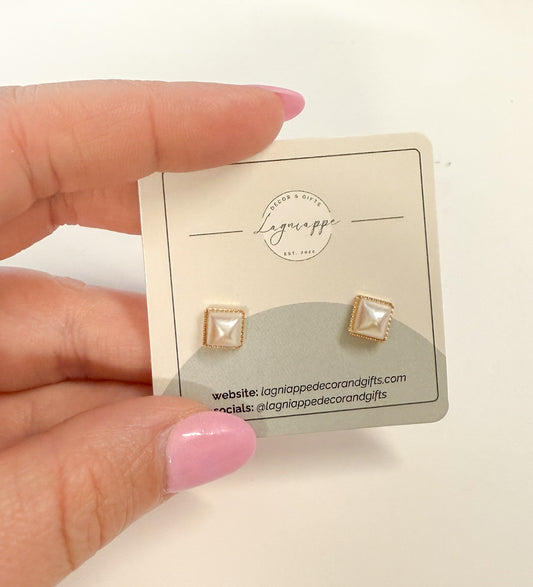Pearl Square Studs