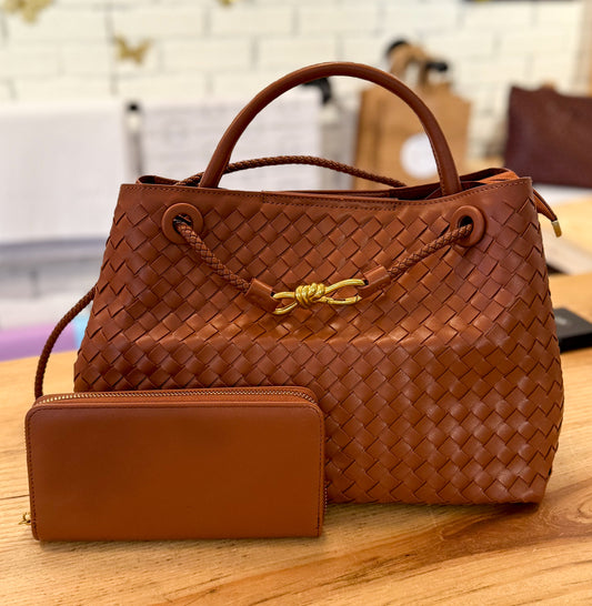 Textured Woven Crossbody Satchel