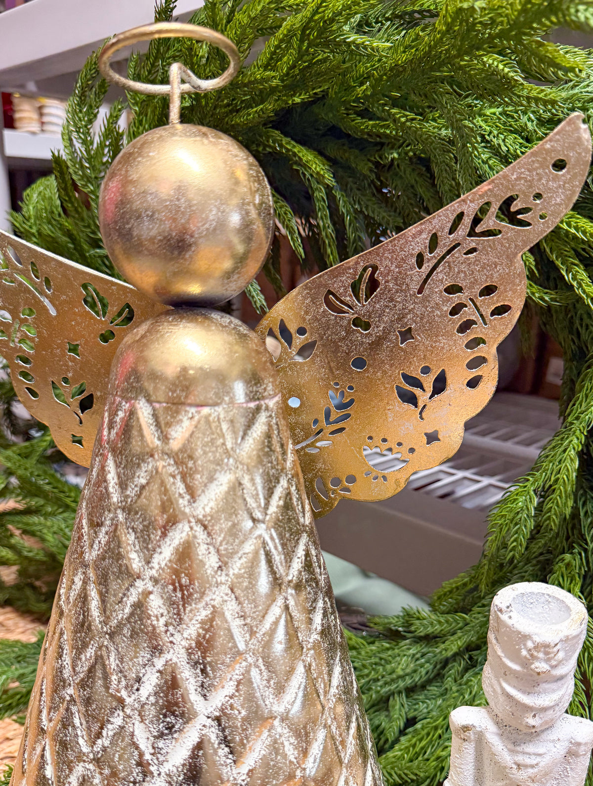 Gold Quilted Scallop Angel Bell