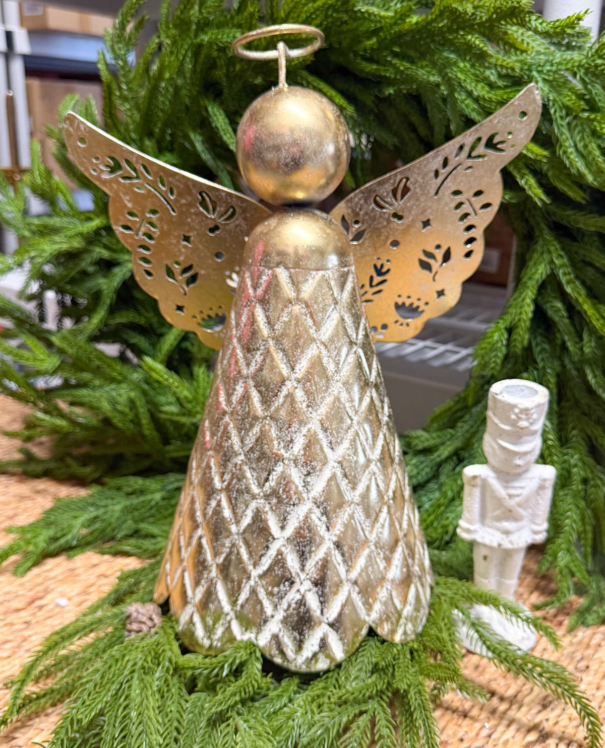 Gold Quilted Scallop Angel Bell
