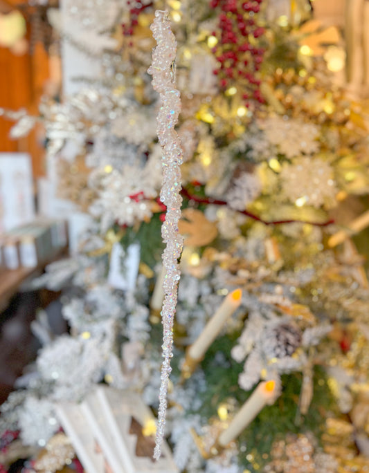 Spiral Beaded Crystal Icicle Ornament