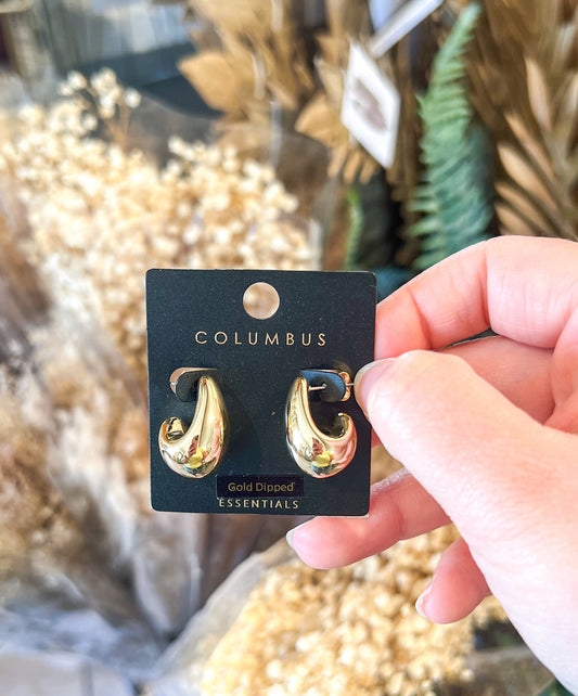 22mm Puffy Hook Shape Hoops | Gold