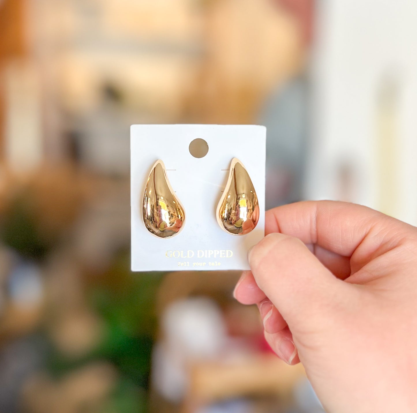 Puffy Teardrop Earrings | Gold