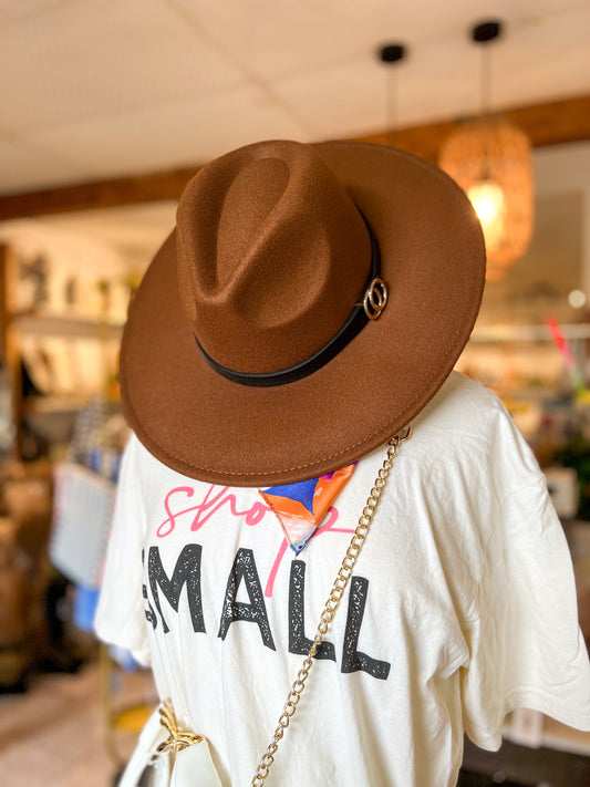 Dark Brown Hat with Black Buckle