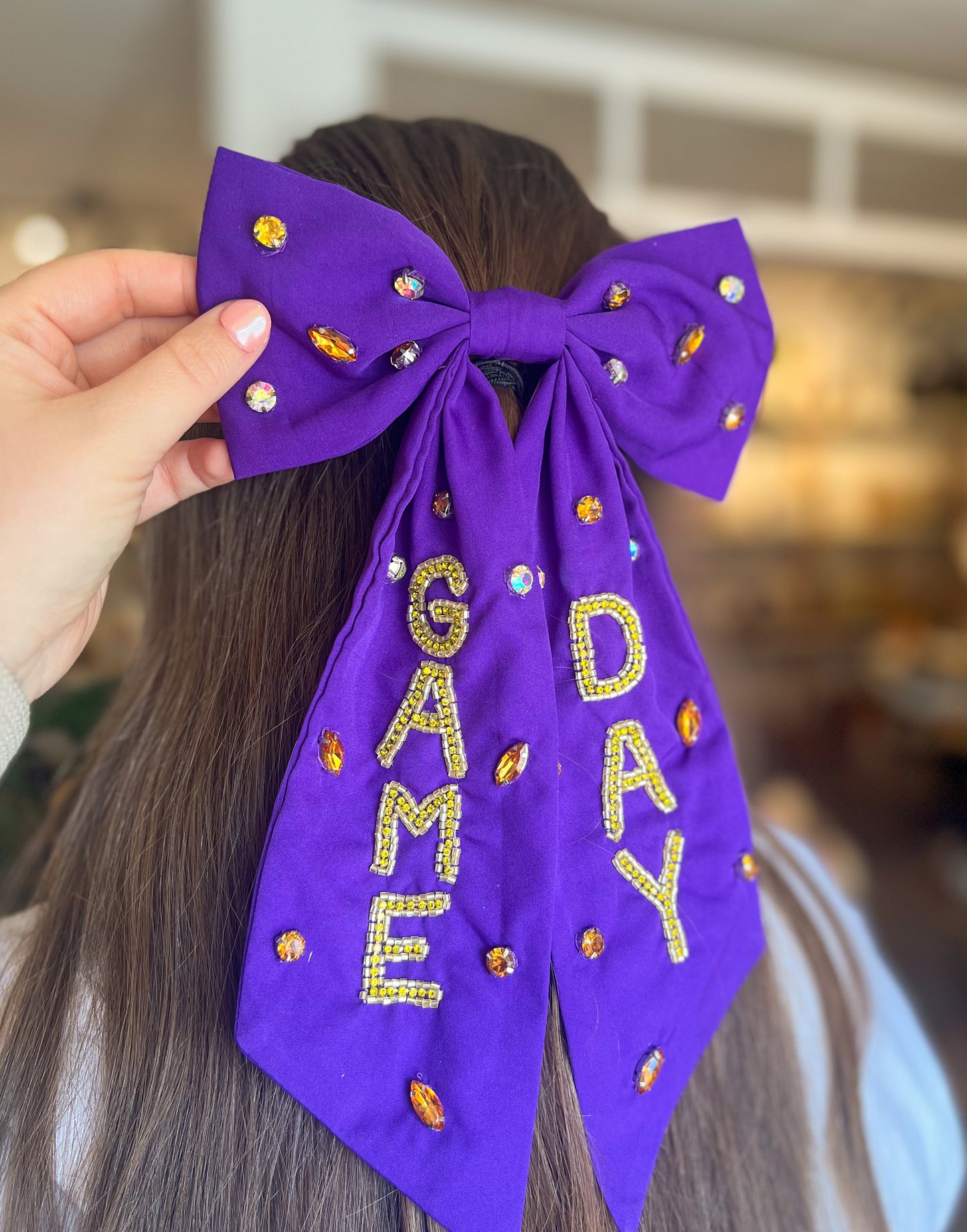 Game Day Embellished Bow | Purple & Gold