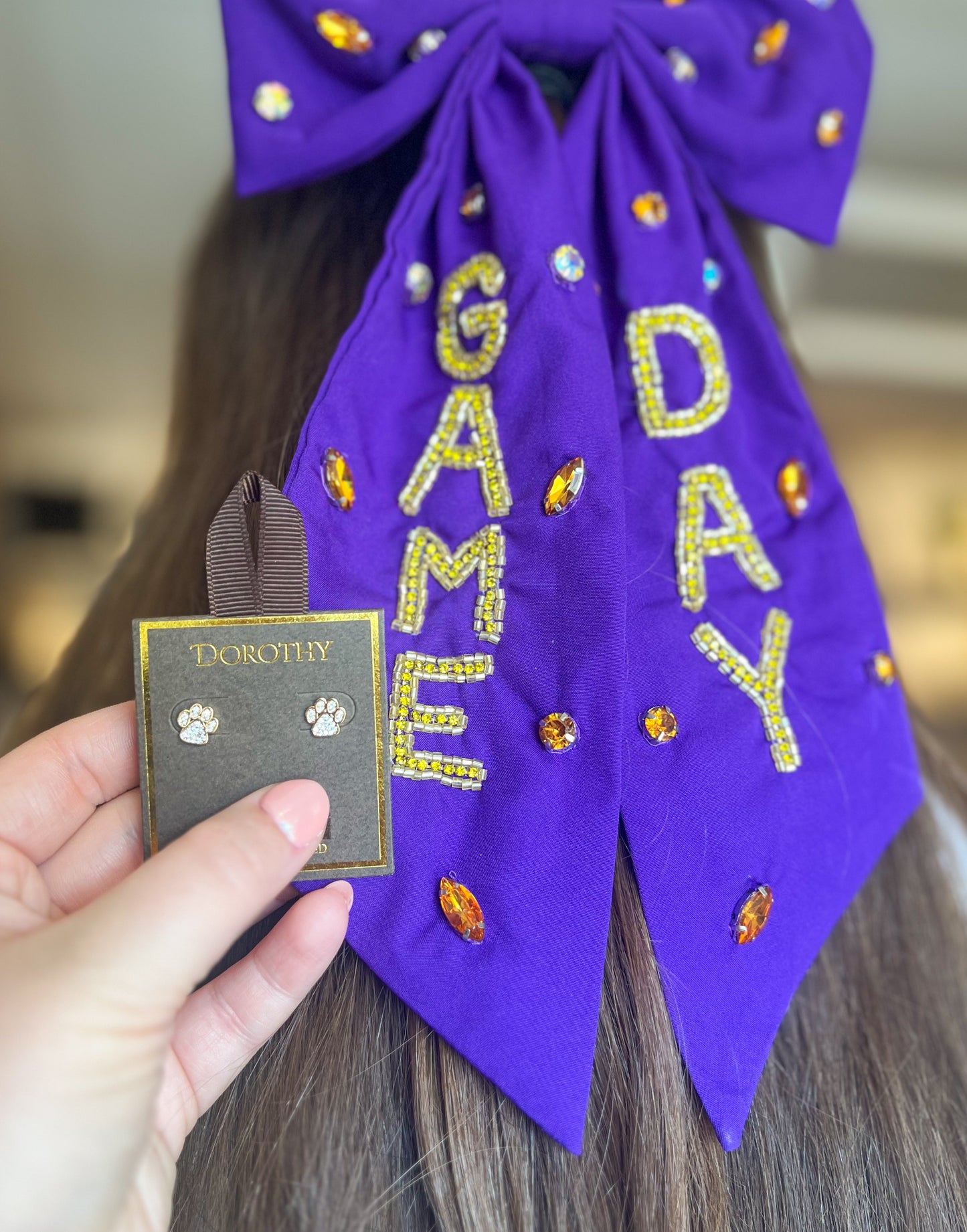 Game Day Embellished Bow | Purple & Gold