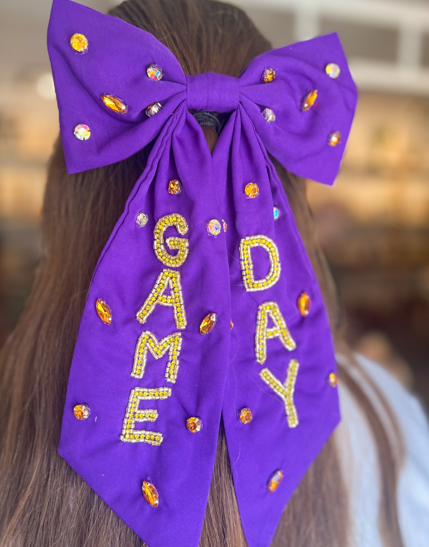 Game Day Embellished Bow | Purple & Gold