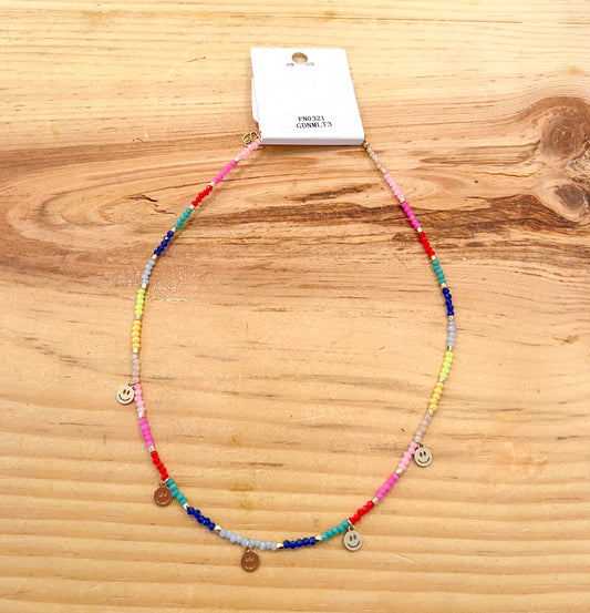 Smiley Face Charm Necklace | Multicolor