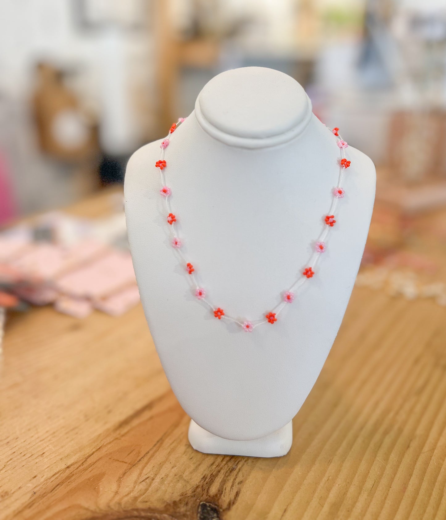 Multi Mini Beaded Flower Necklace