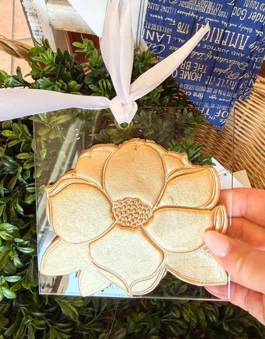 Gilded Magnolia Acrylic Ornament