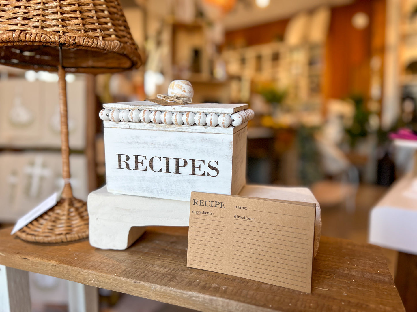 White Beaded Recipe Box