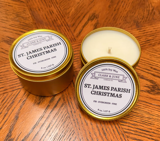 St. James Parish Christmas Candle | 8oz Tin