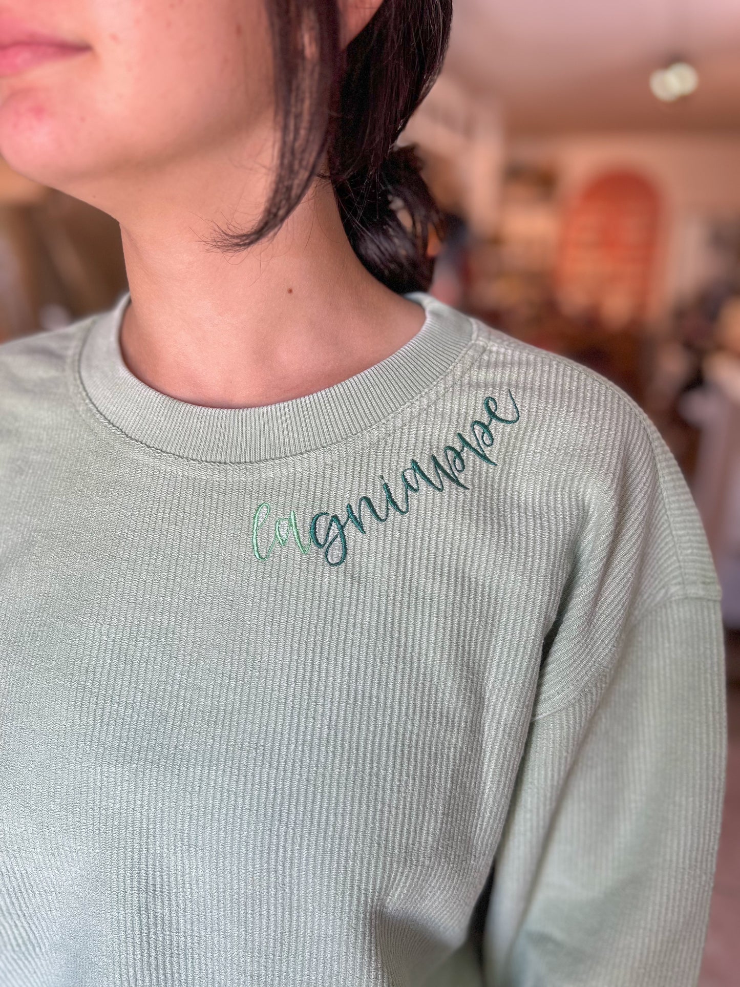 Lagniappe Ribbed Sweatshirt | Sage