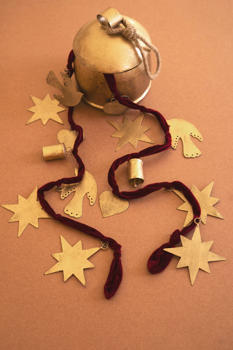 Maroon Velvet Ribbon Christmas Garland