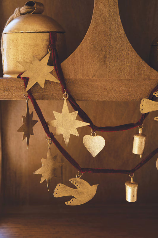 Maroon Velvet Ribbon Christmas Garland