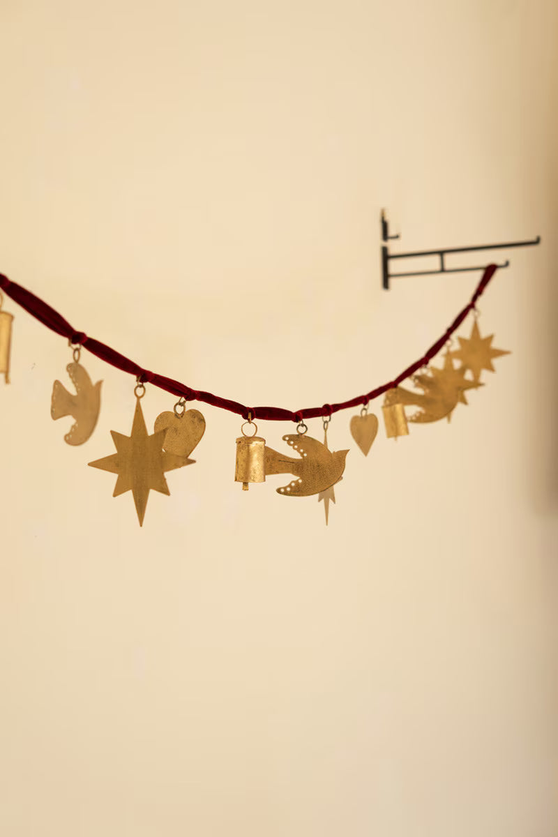 Maroon Velvet Ribbon Christmas Garland