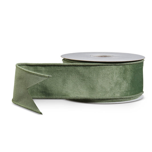 2.5" Green Velvet Wired Ribbon