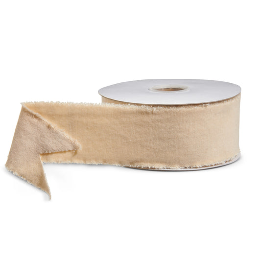 2.5" Ivory Torn Edge Velvet Ribbon