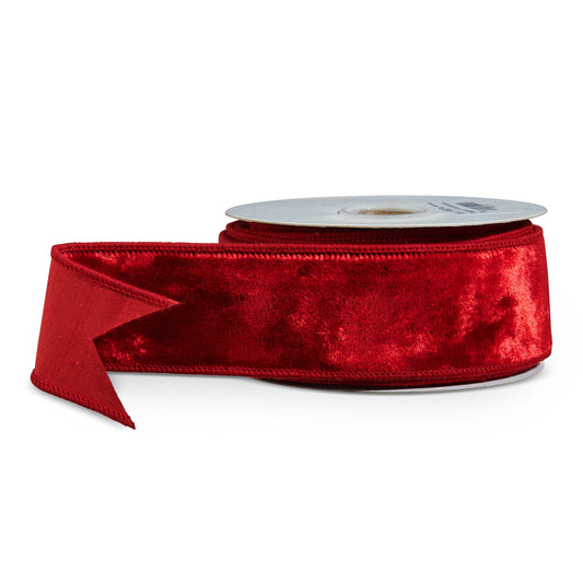 2.5" Deep Red Velvet Wired Ribbon