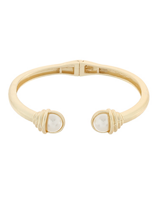 Edge Pearl Accent Cuff Bracelet