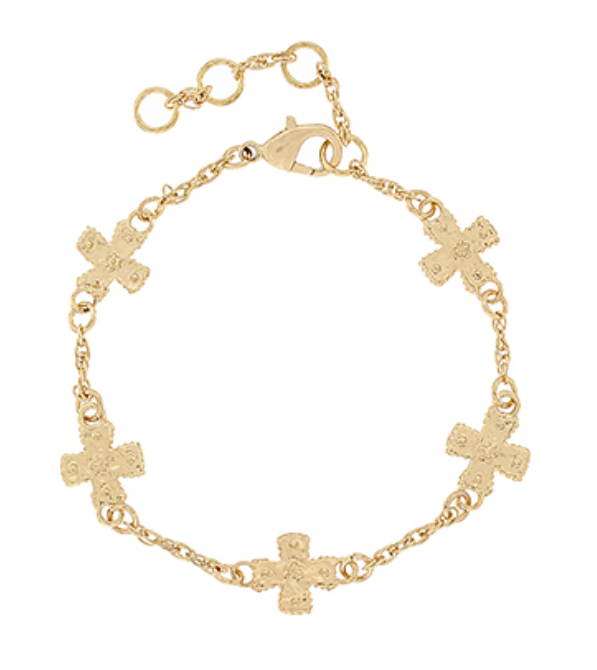 Hammered Cross Station Bracelet