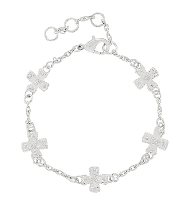 Hammered Cross Station Bracelet