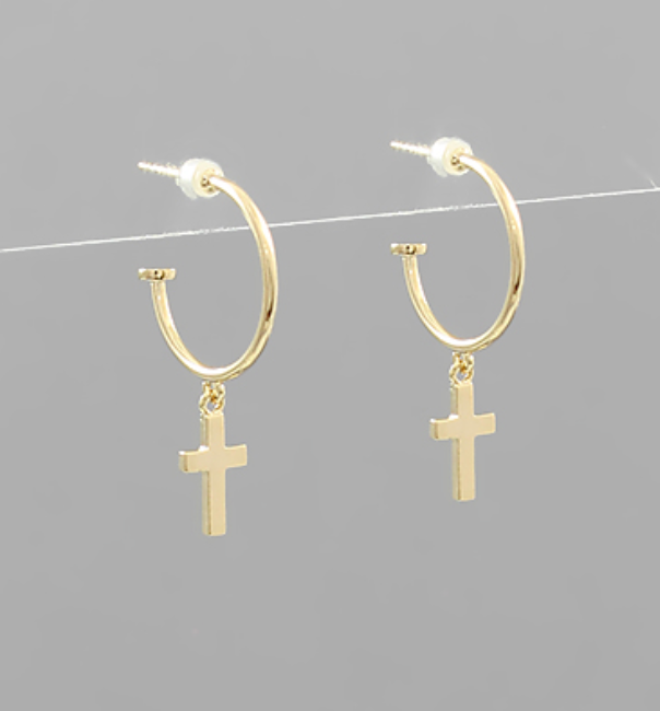 Cross Dangle Hoops
