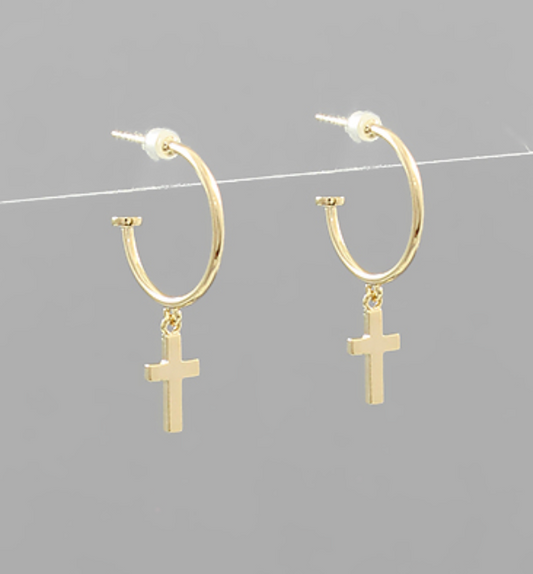 Cross Dangle Hoops