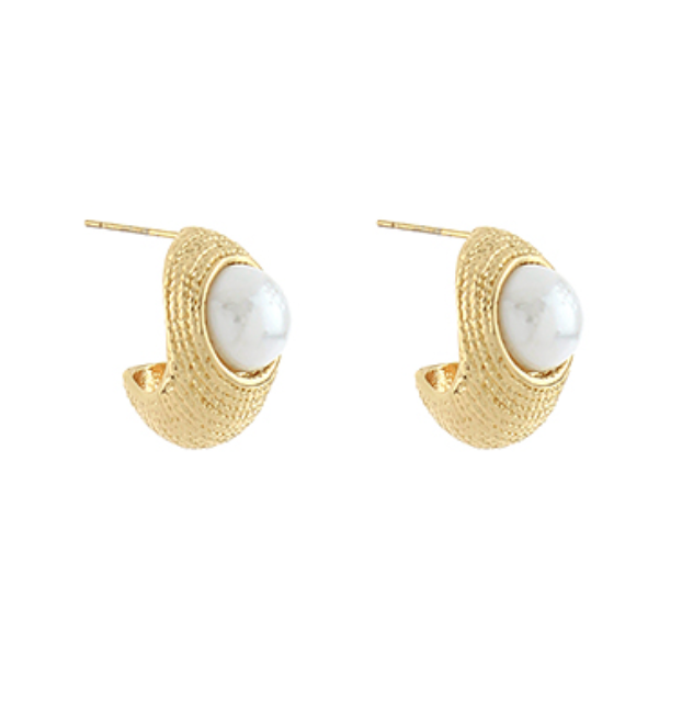 Pearl Accented Metal Hoops