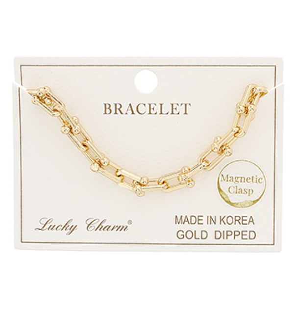 Gold U Line Chain Bracelet