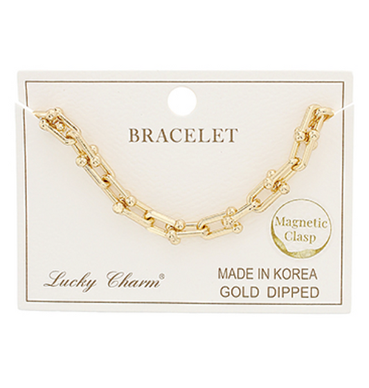 Gold U Line Chain Bracelet