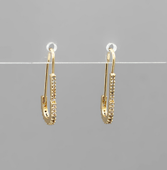 Pave Safety Pin Earrings