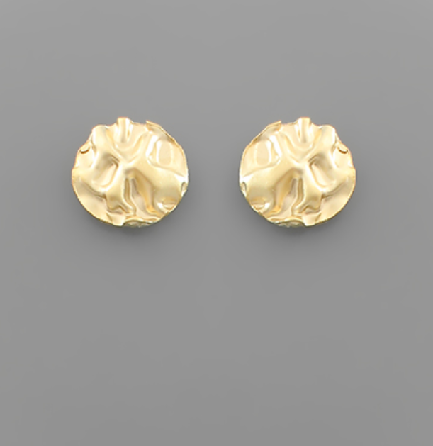 Textured Circle Studs | Matte Gold