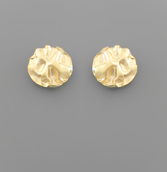 Textured Circle Studs | Matte Gold