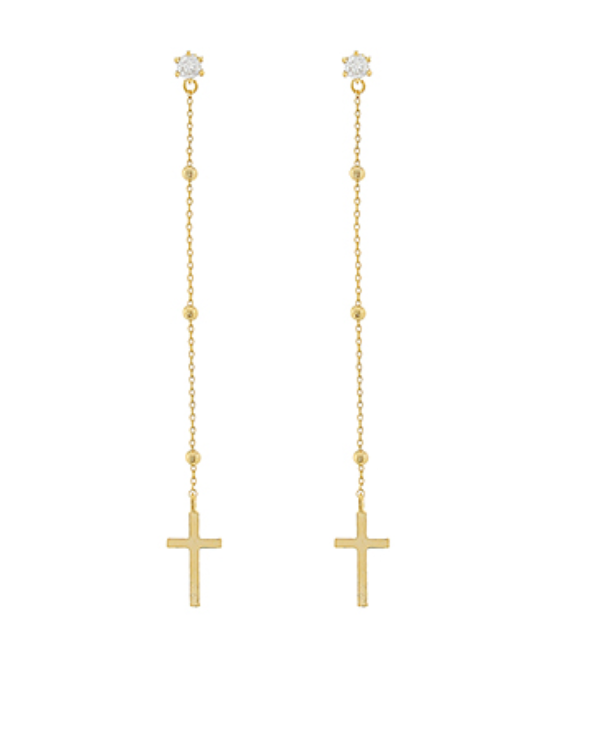 Cross Linear Drop Earrings